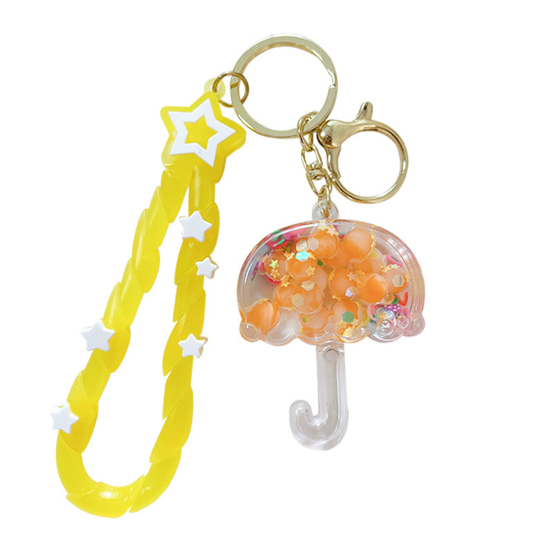 Wholesale Oil-filled Bubble Beads Small Umbrella Quicksand Bottle Acrylic Keychain